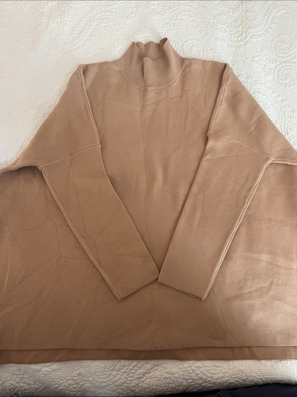 entro Camel Ribbed Funnel Neck Sweater